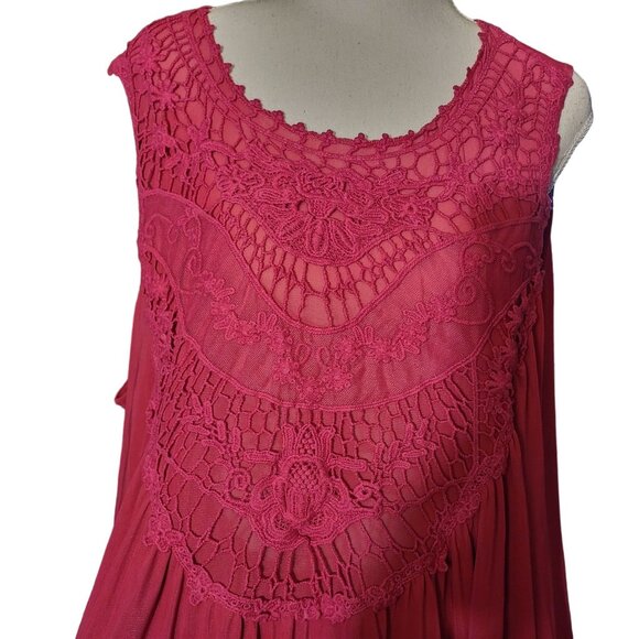 🎉HP🎉INDIGO THREAD LACE SLEEVELESS TOP-SIZE: 3XL-COLOR: MAGENTA-NEW - Picture 2 of 6